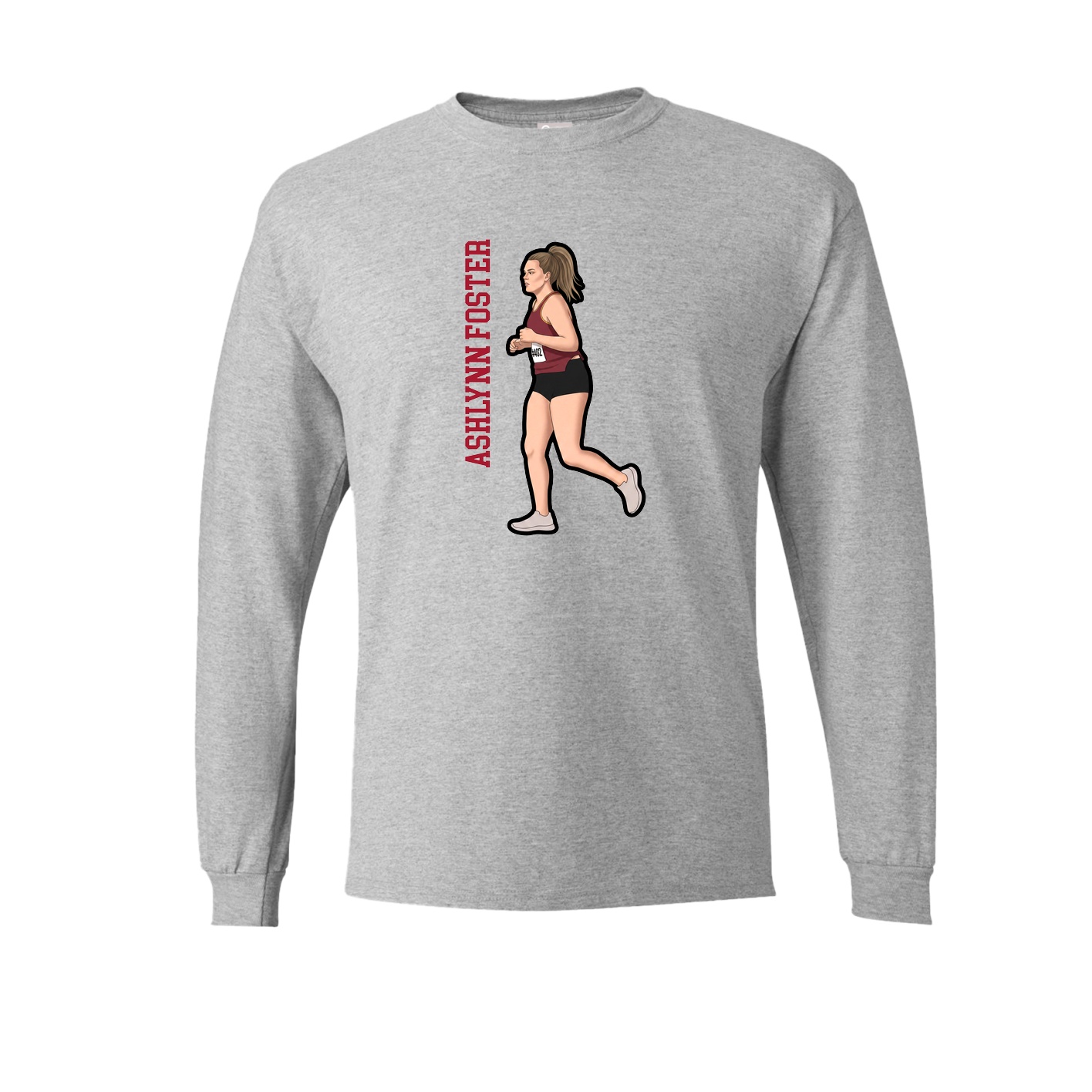 Long Sleeve Tee — Name Vertical in Grey
