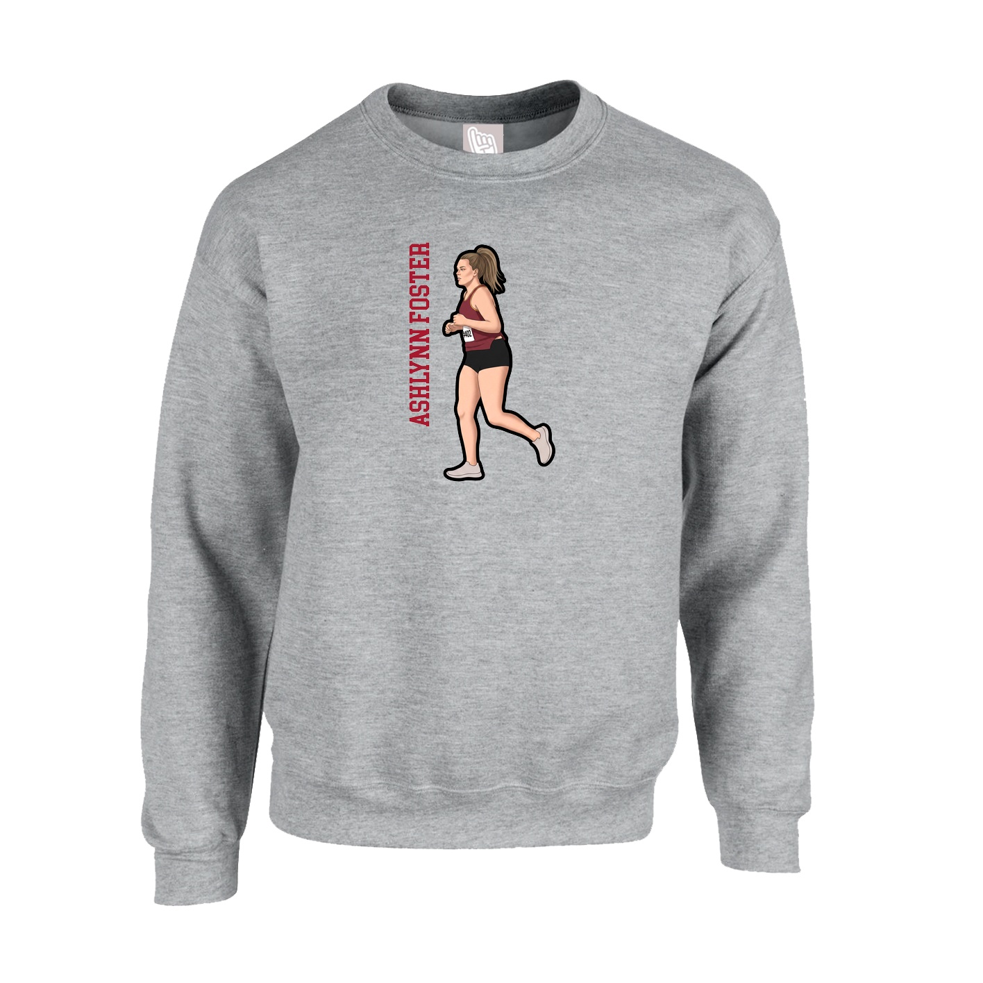 Fleece Crew — Name Vertical in Grey