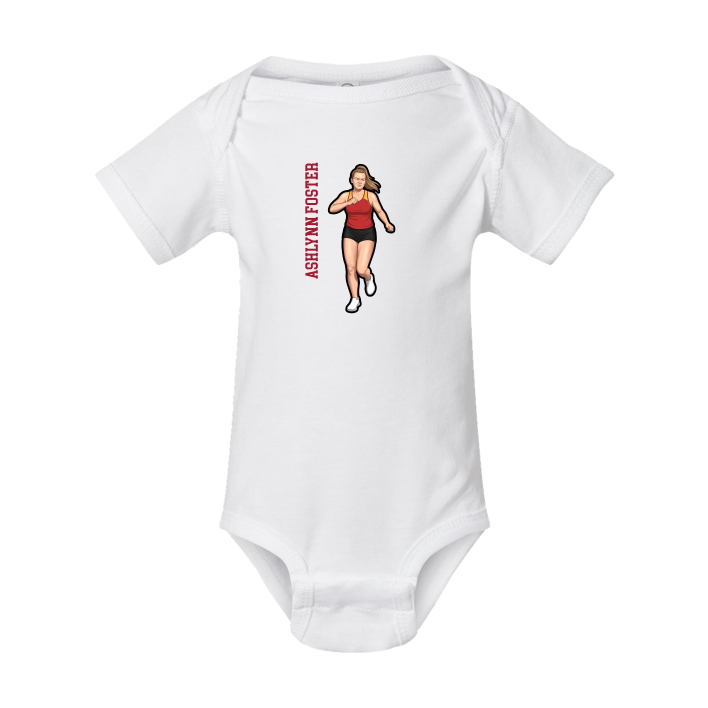 Baby Onesie — Name Vertical in White