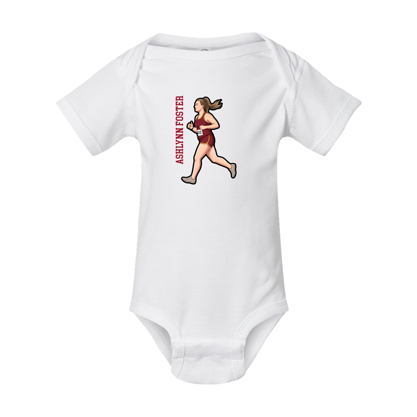 Baby Onesie — Name Vertical in White