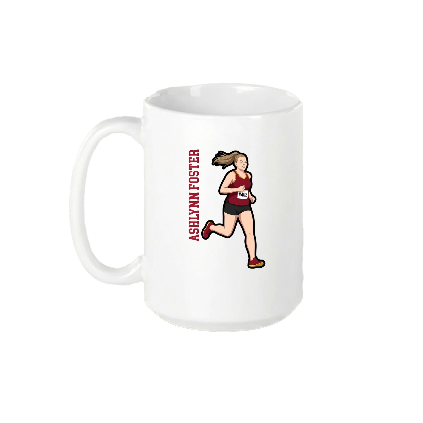 15oz Coffee Mug — Name Vertical in White