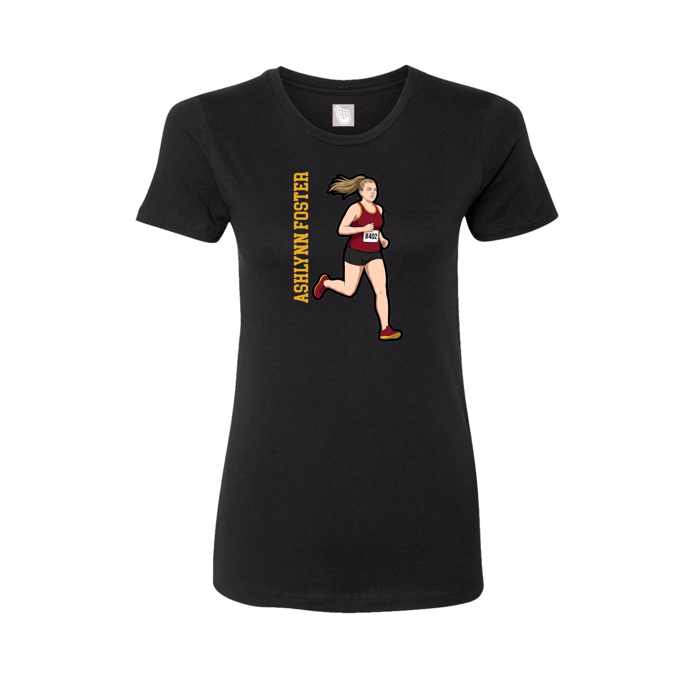 Womens Tee — Name Vertical in Black