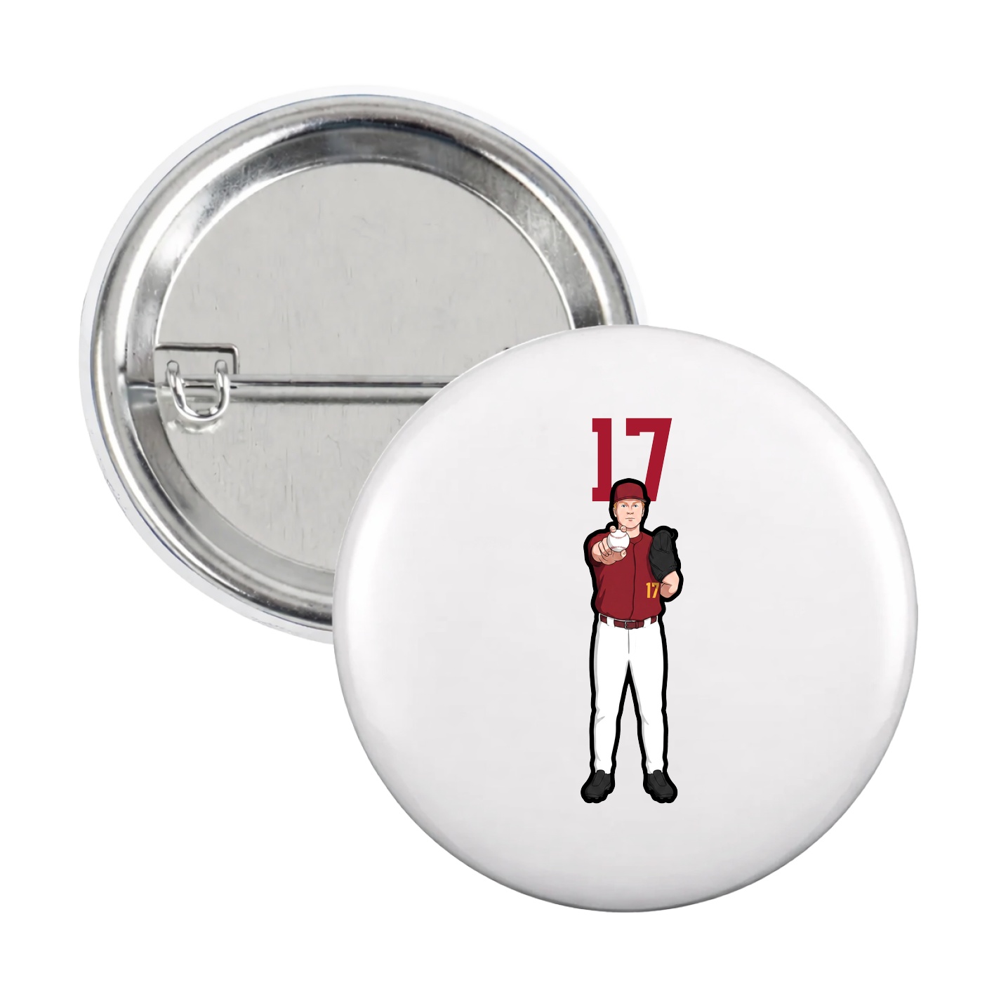 Game Day Button — Number Top in White