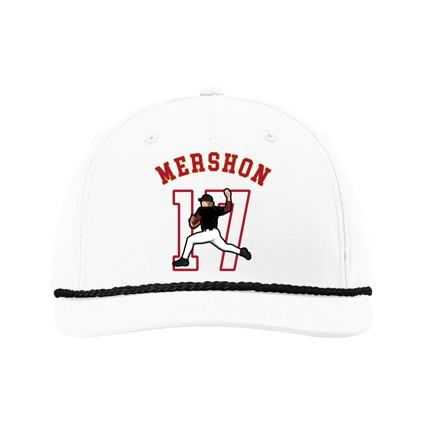 Five-Panel Classic Rope Cap — Shirsey Arch in White