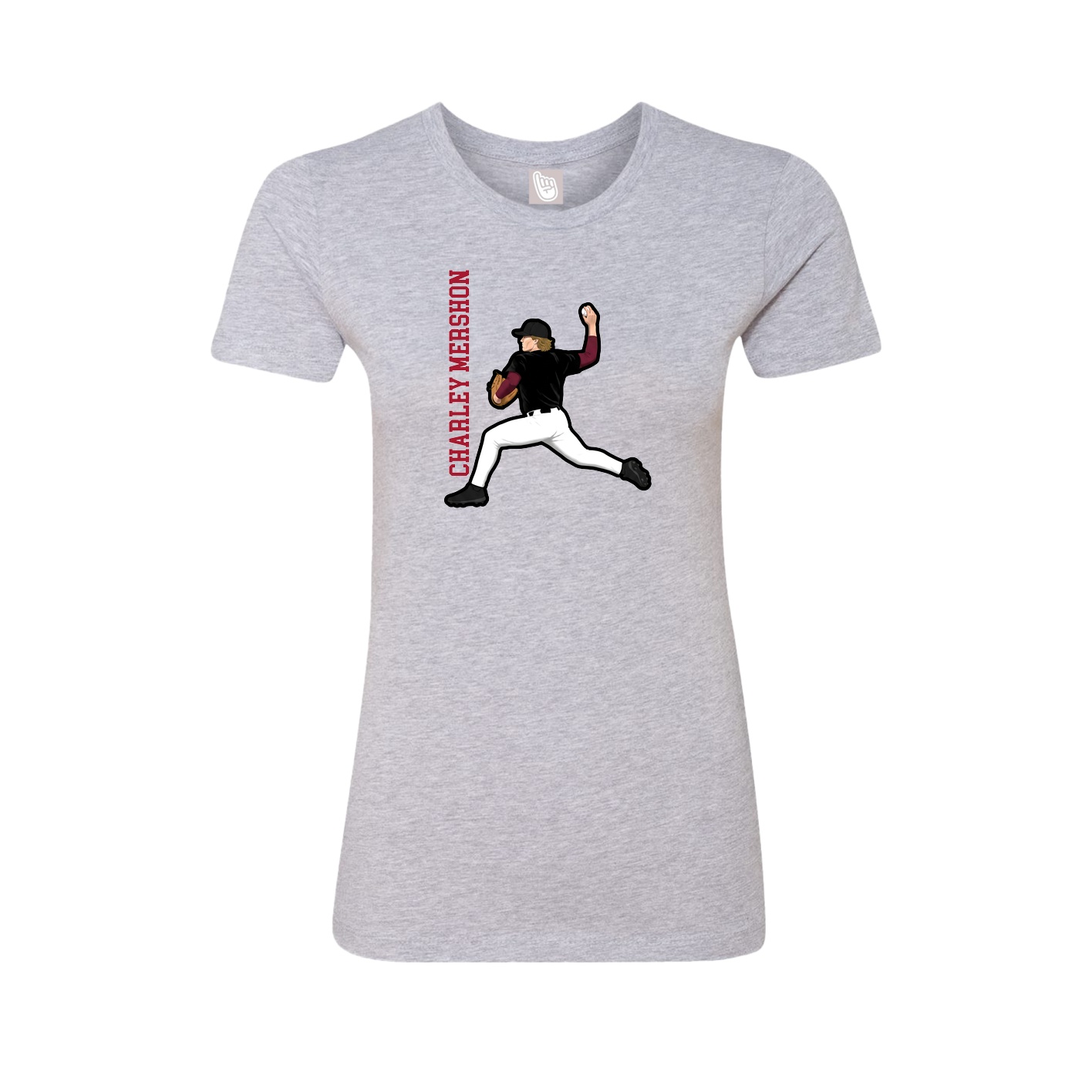 Fitted Women's Tee — Name Vertical in Grey