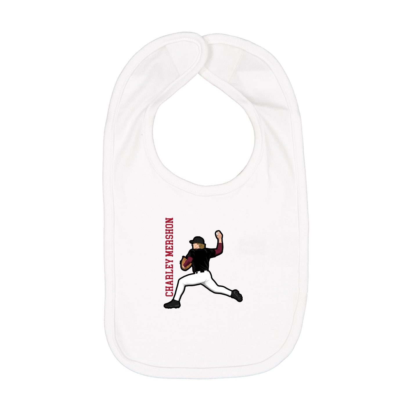Infant Bib — Name Vertical in White