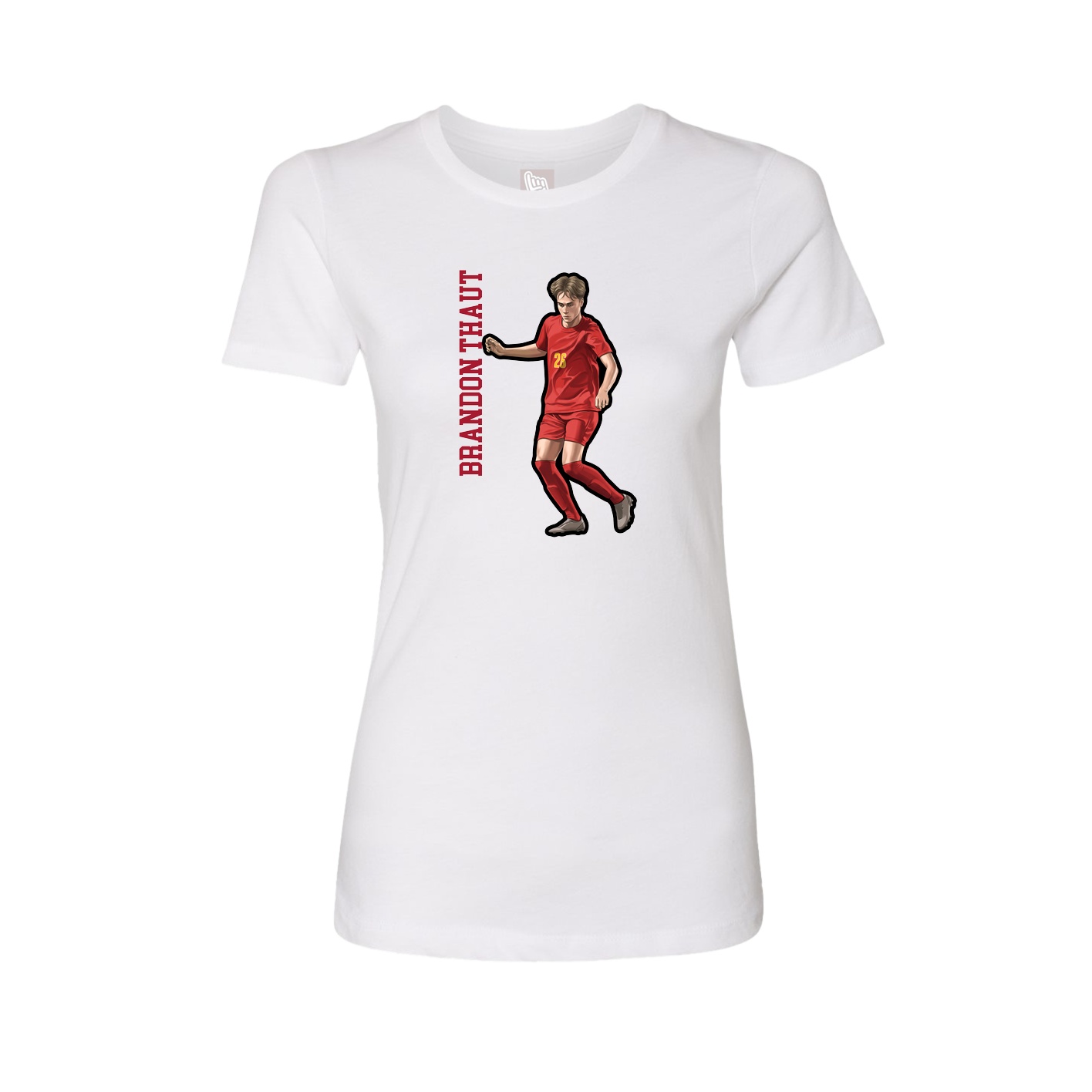 Fitted Women's Tee — Name Vertical in White