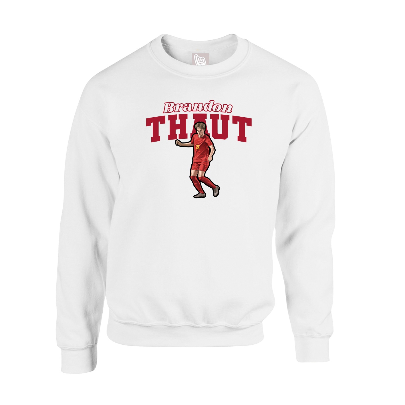 Fleece Crew — Name Arch in White