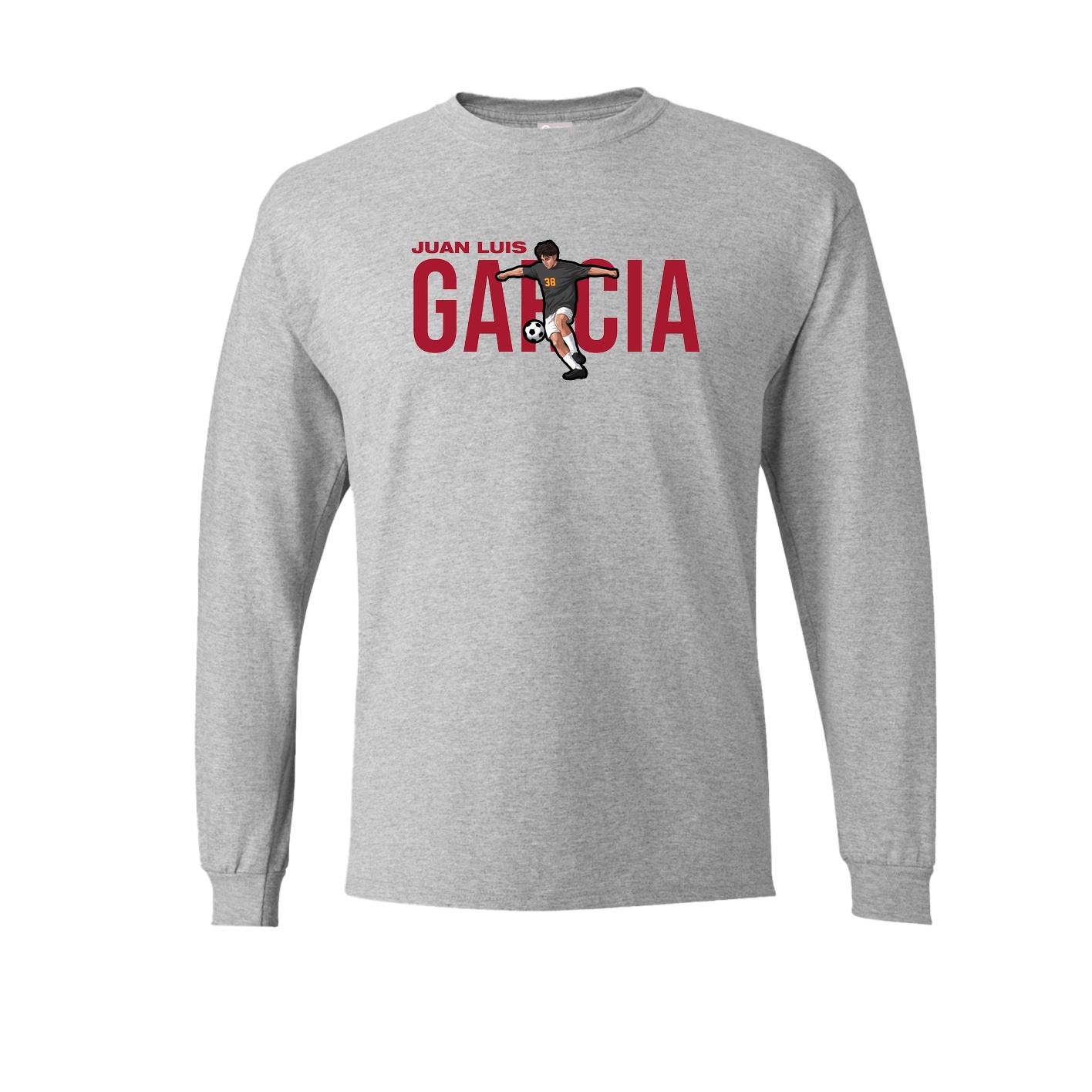 Long Sleeve Tee — Player Name in Grey