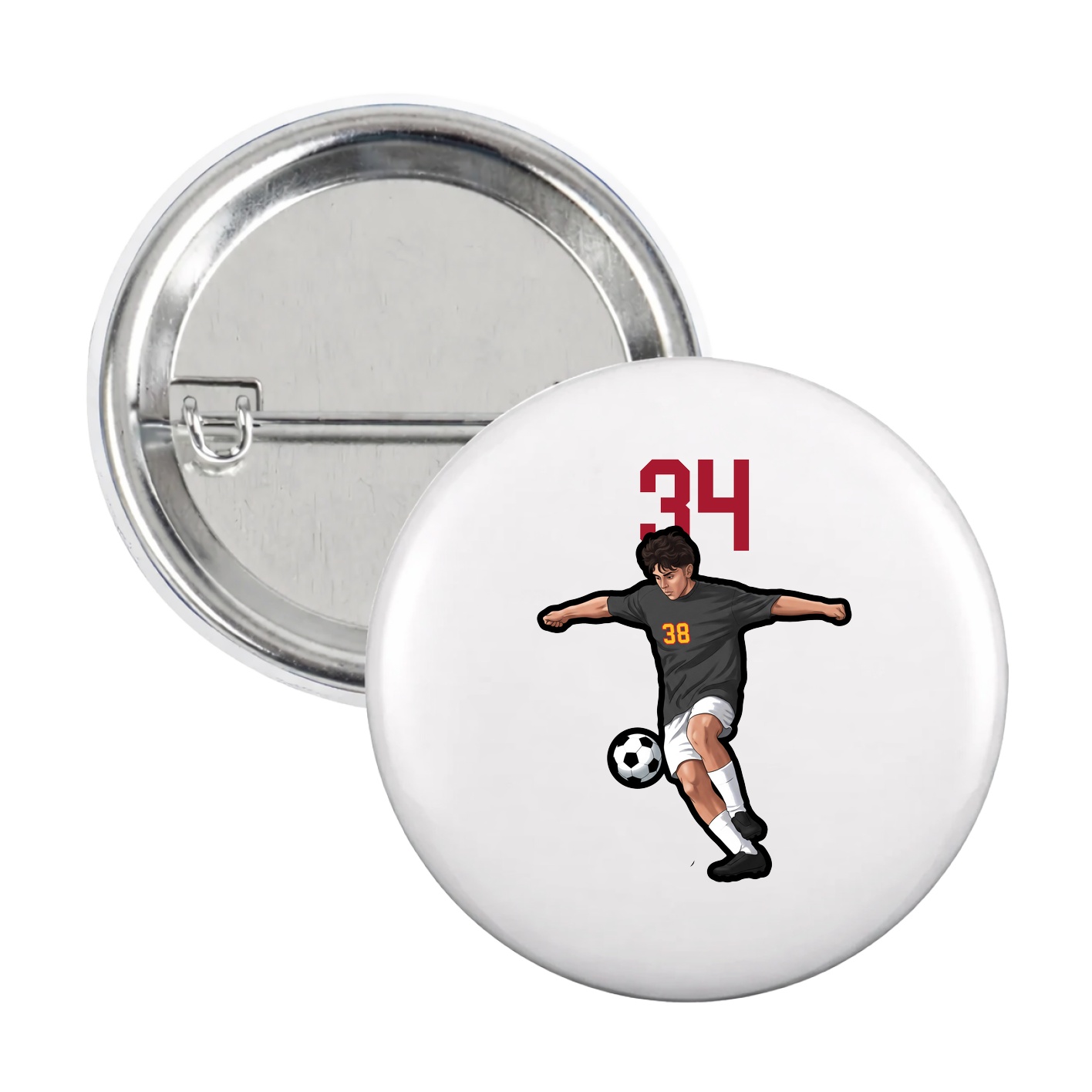 Game Day Button — Number Top in White