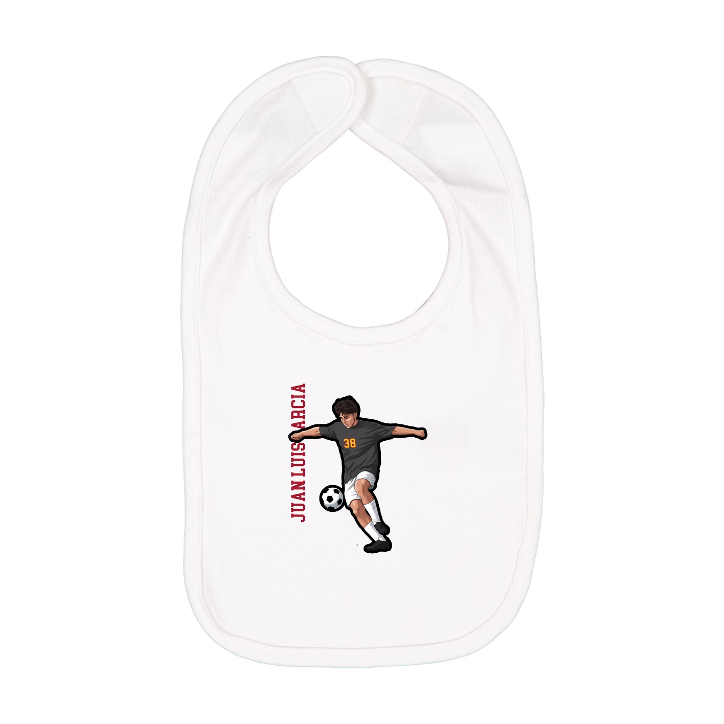 Infant Bib — Name Vertical in White