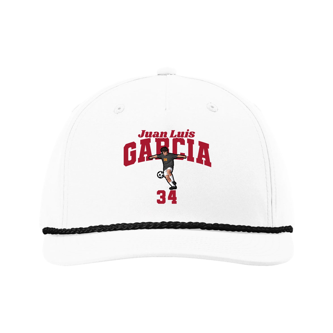 Five-Panel Classic Rope Cap — Signature Arch in White