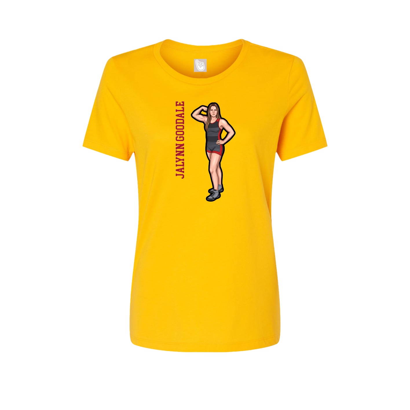 Fitted Women's Tee — Name Vertical in Gold