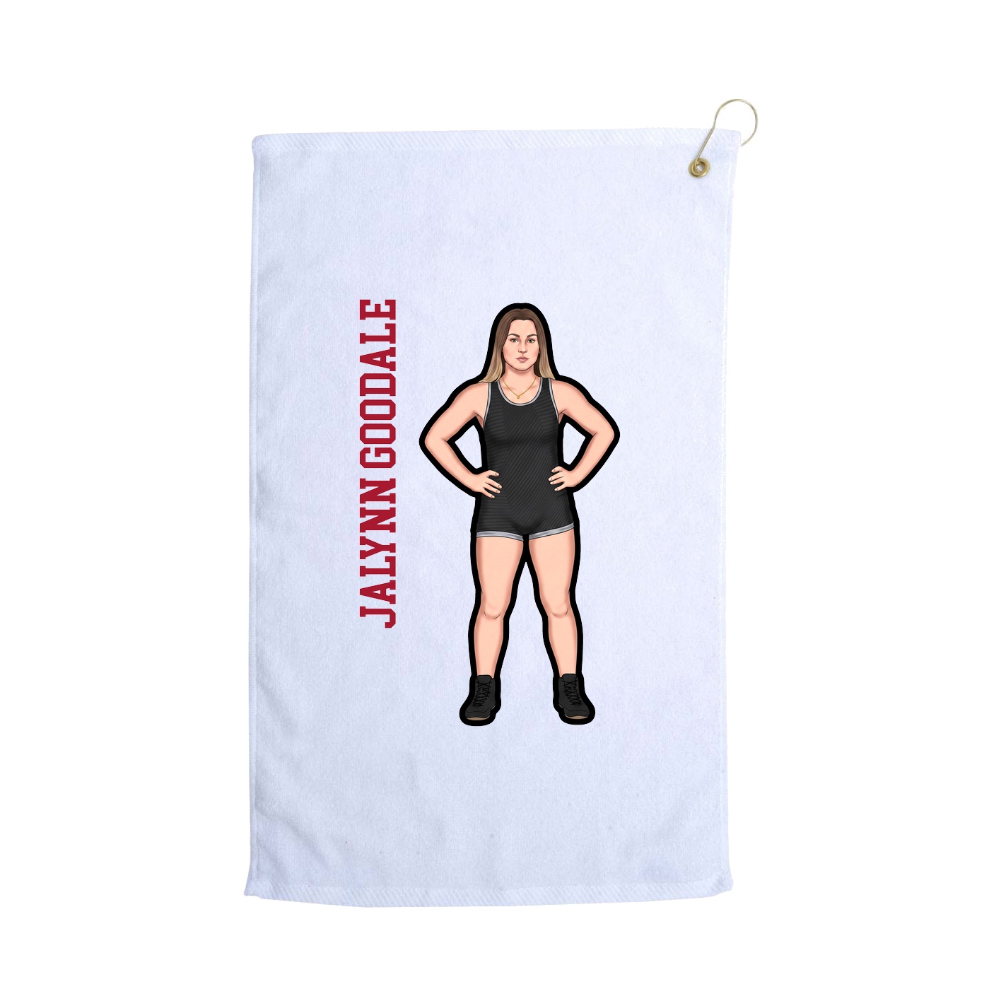 Golf Towel — Name Vertical in White