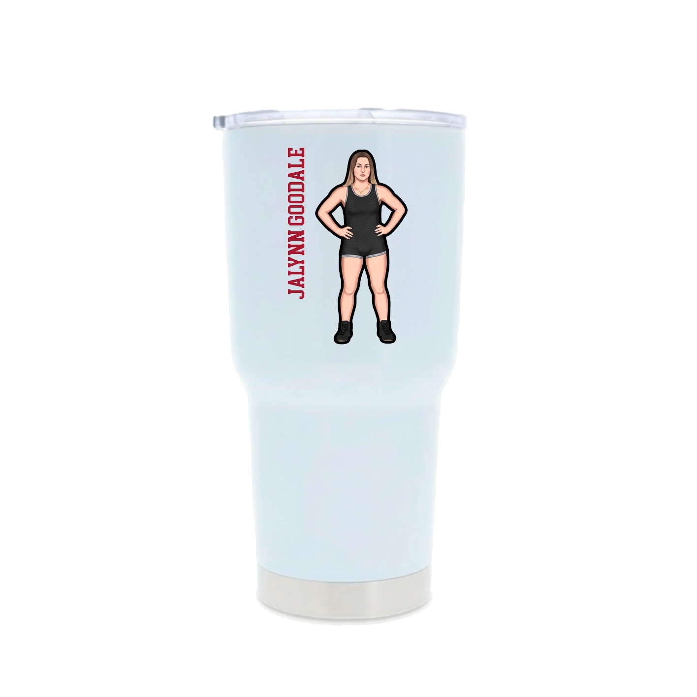 30oz Stainless Steel Tumbler — Name Vertical in White