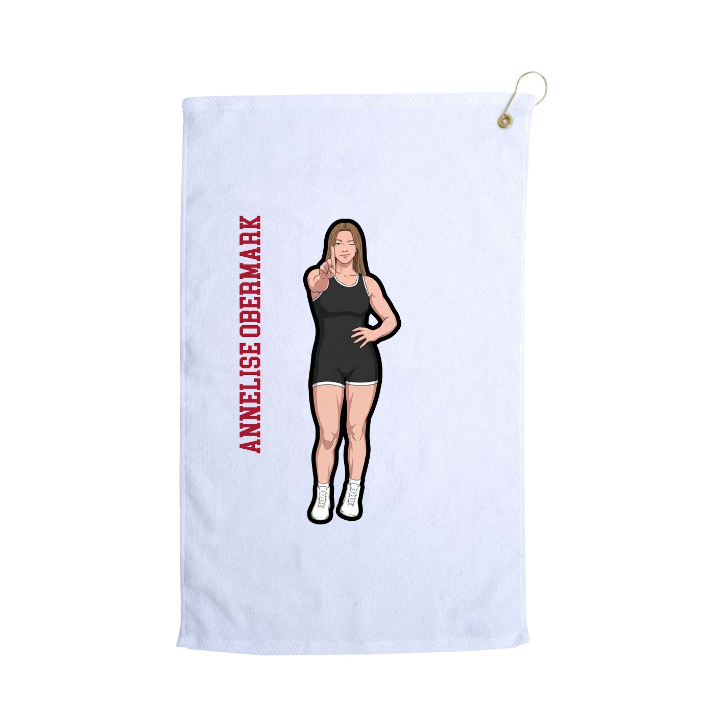 Golf Towel — Name Vertical in White