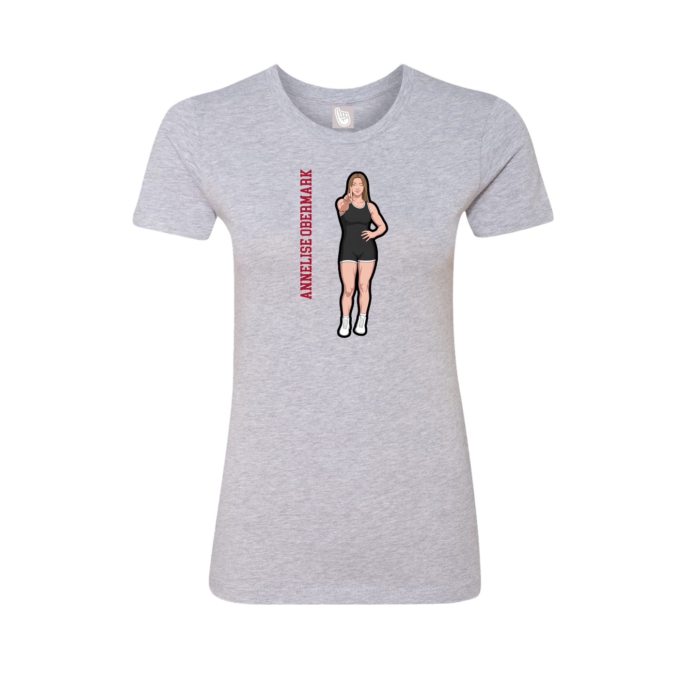 Fitted Women's Tee — Name Vertical in Grey