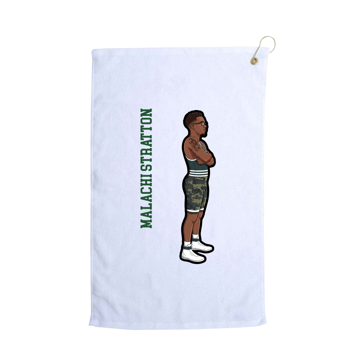 Golf Towel — Name Vertical in White