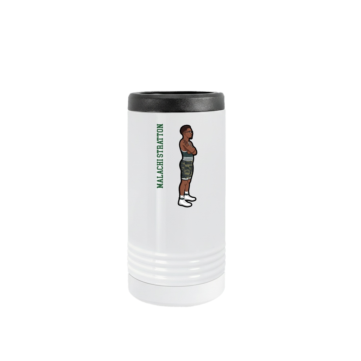 Slim Beverage Holder — Name Vertical in White