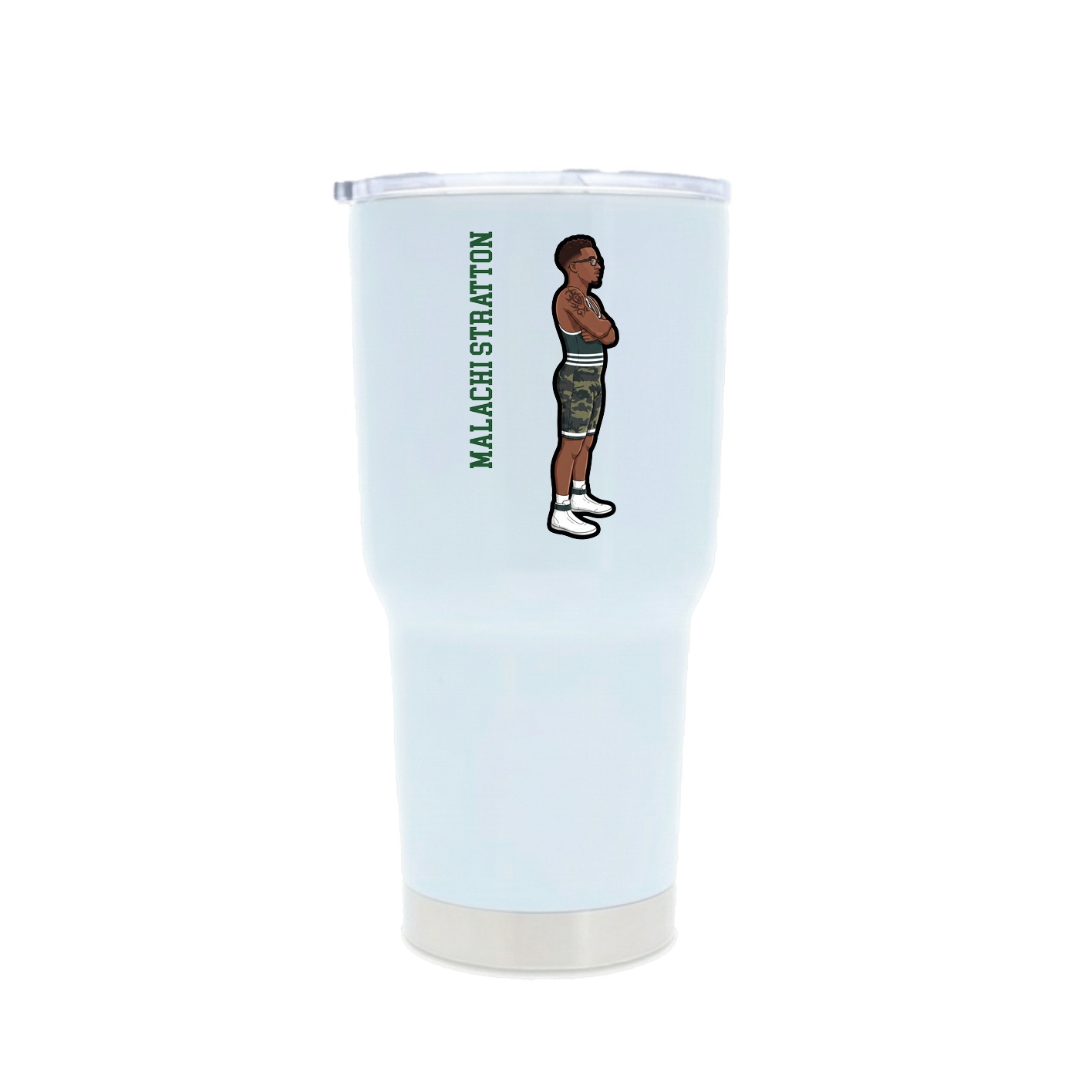 30oz Stainless Steel Tumbler — Name Vertical in White