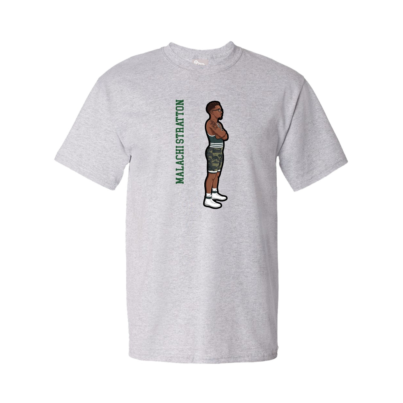 Tee — Name Vertical in Grey