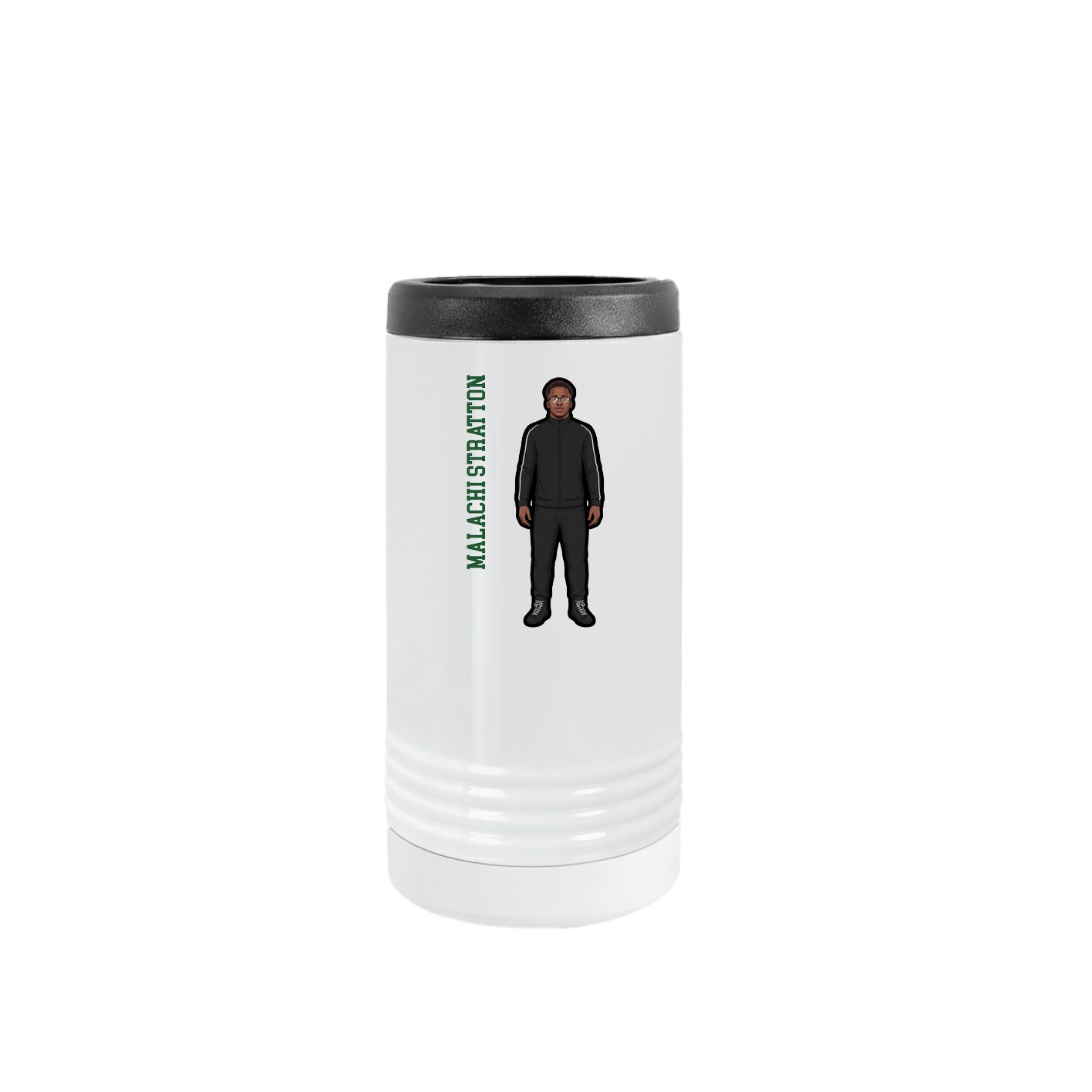 Slim Beverage Holder — Name Vertical in White