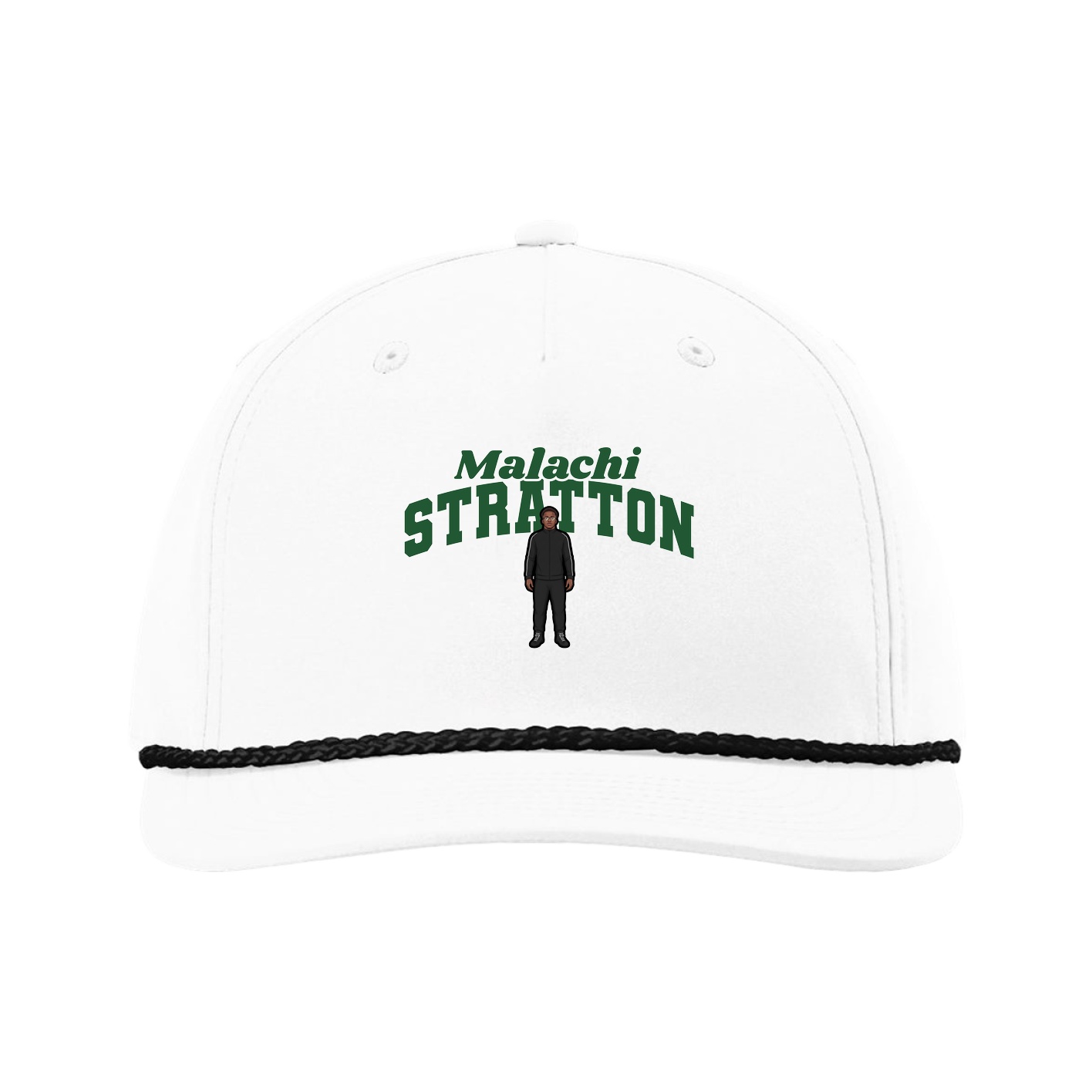 Five-Panel Classic Rope Cap — Signature Arch in White