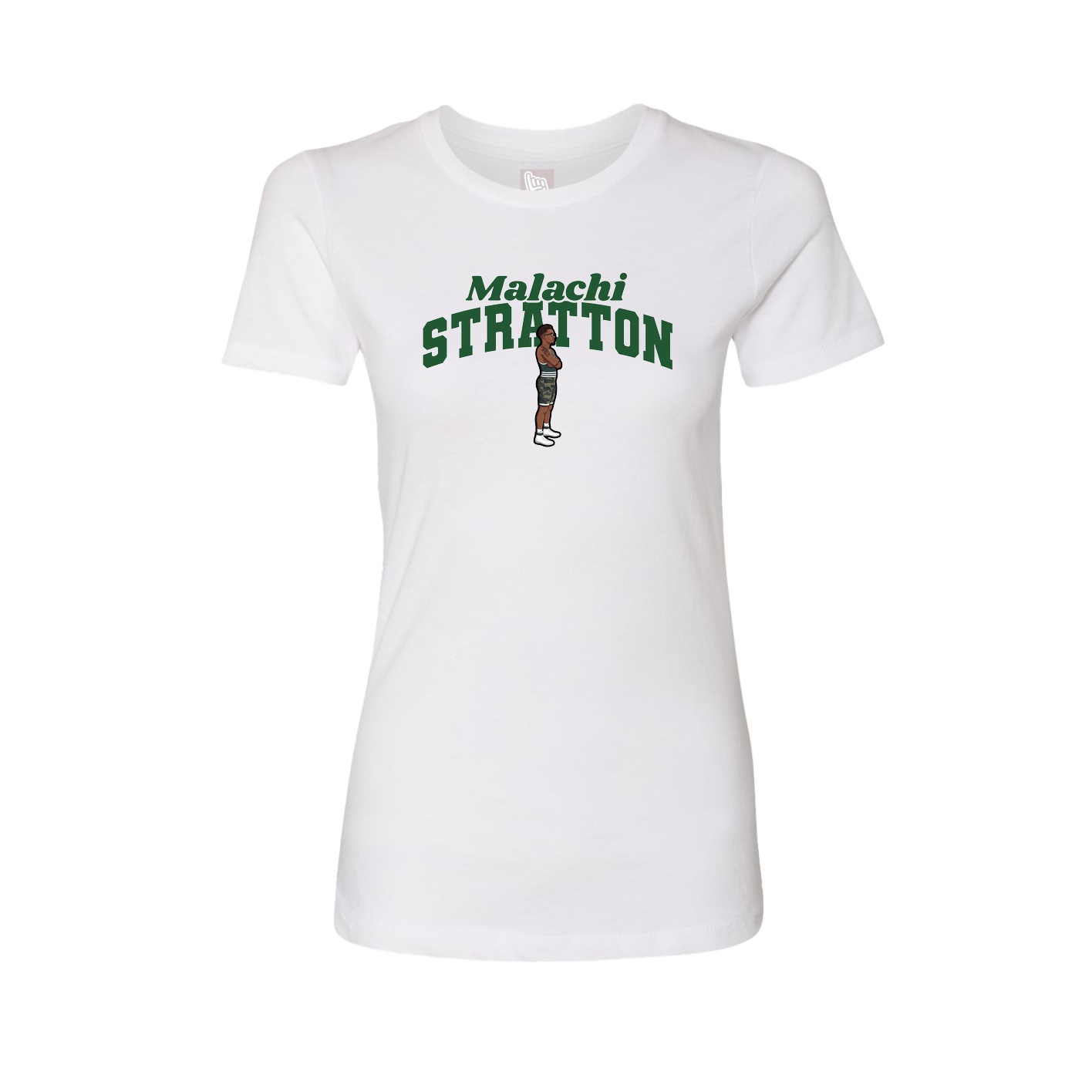 Fitted Women's Tee — Signature Arch in White
