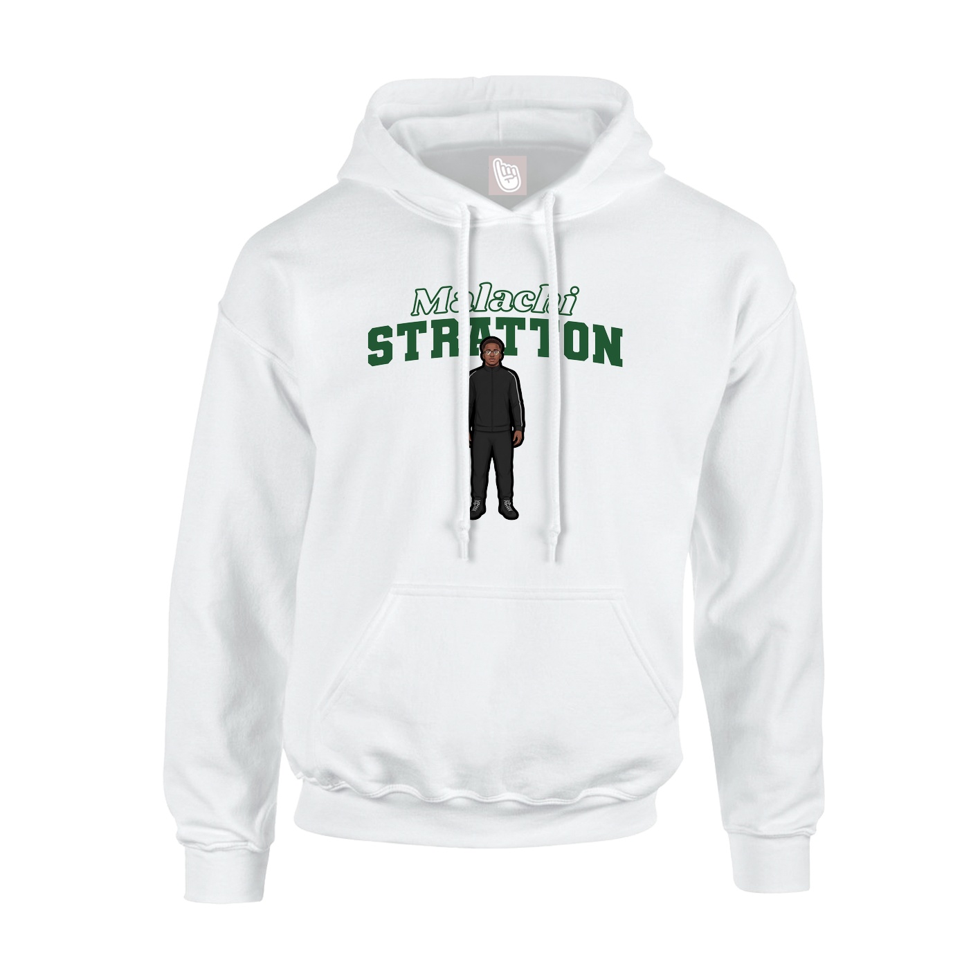 Youth Hoodie — Name Arch in White