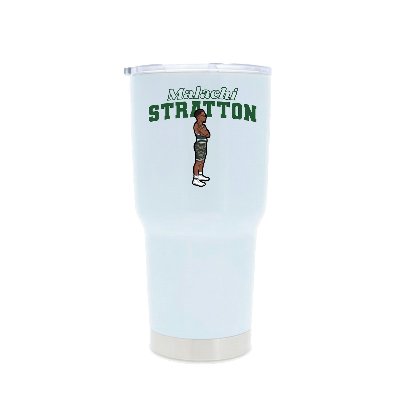 30oz Stainless Steel Tumbler — Name Arch in White