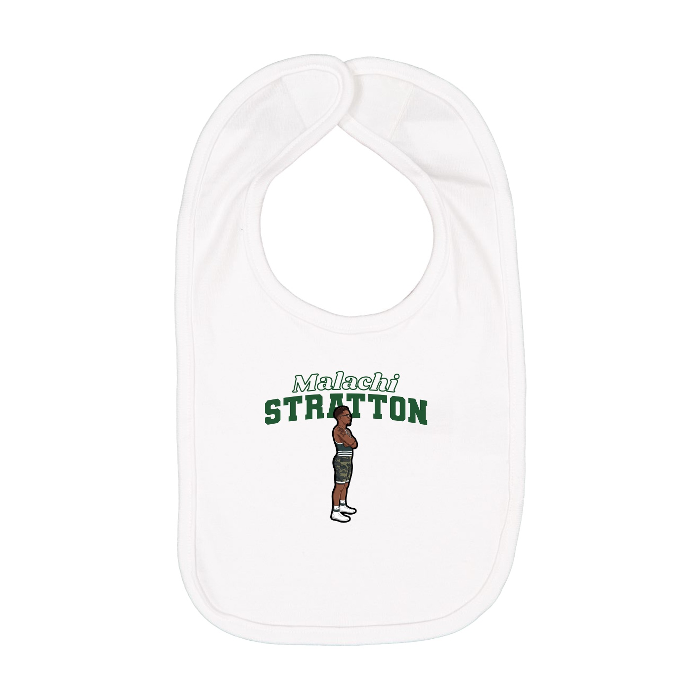 Infant Bib — Name Arch in White
