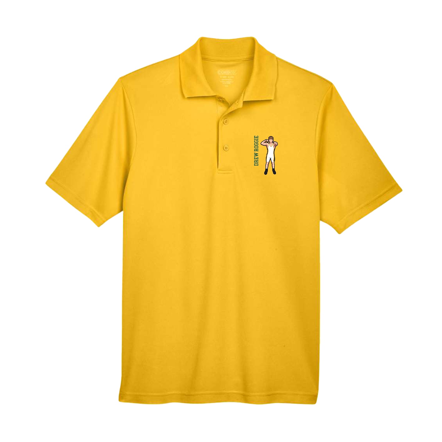 Performance Polo — Name Vertical in Gold