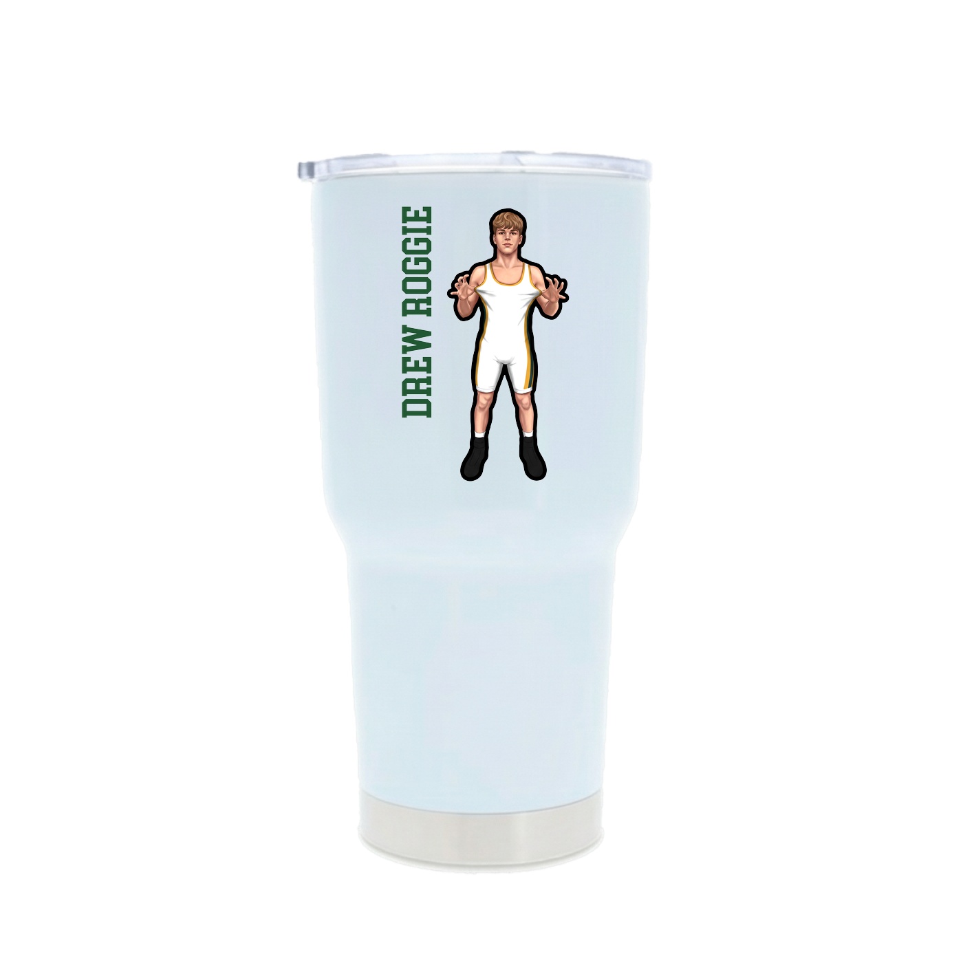 30oz Stainless Steel Tumbler — Name Vertical in White