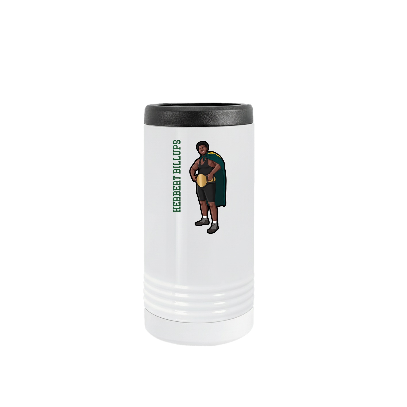 Slim Beverage Holder — Name Vertical in White