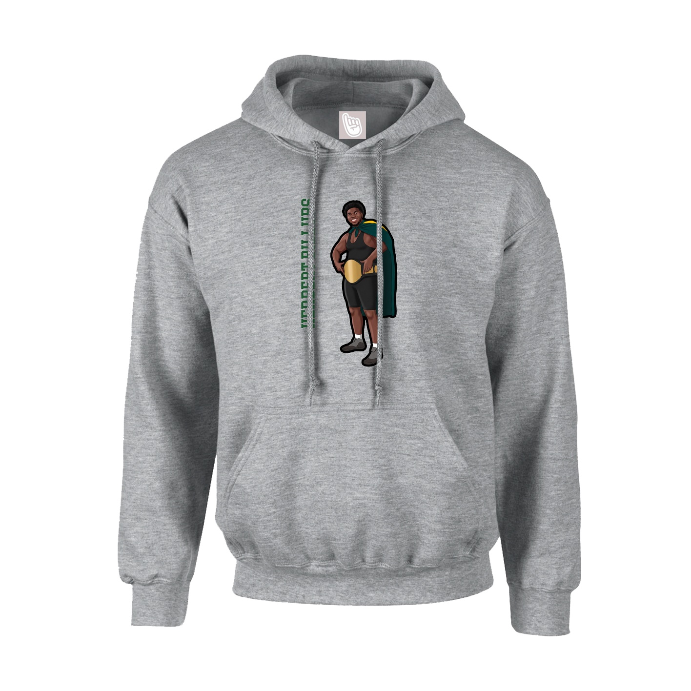 Youth Hoodie — Name Vertical in Grey