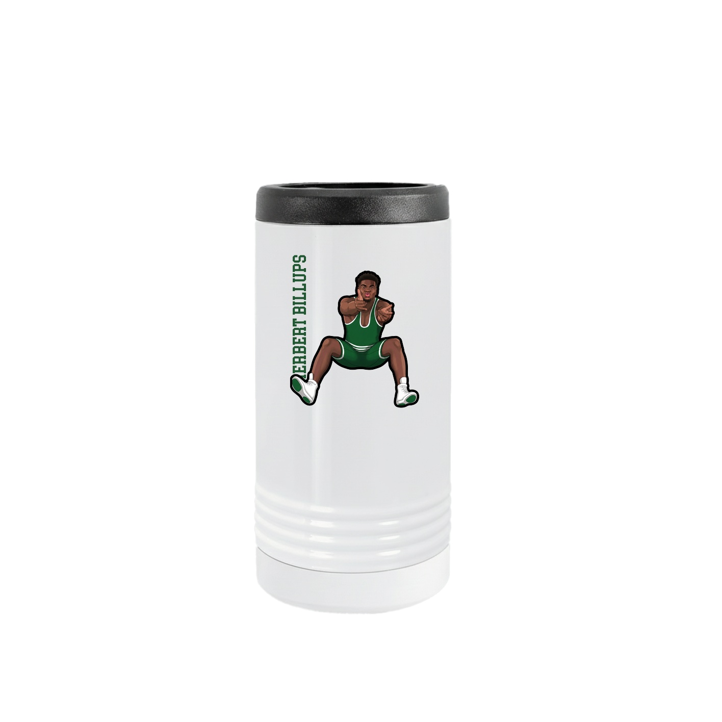 Slim Beverage Holder — Name Vertical in White