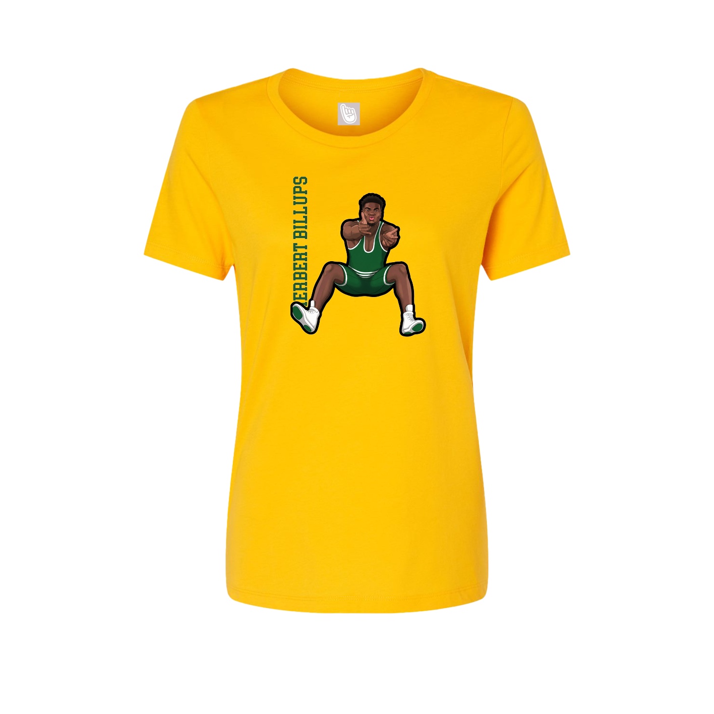 Fitted Women's Tee — Name Vertical in Gold