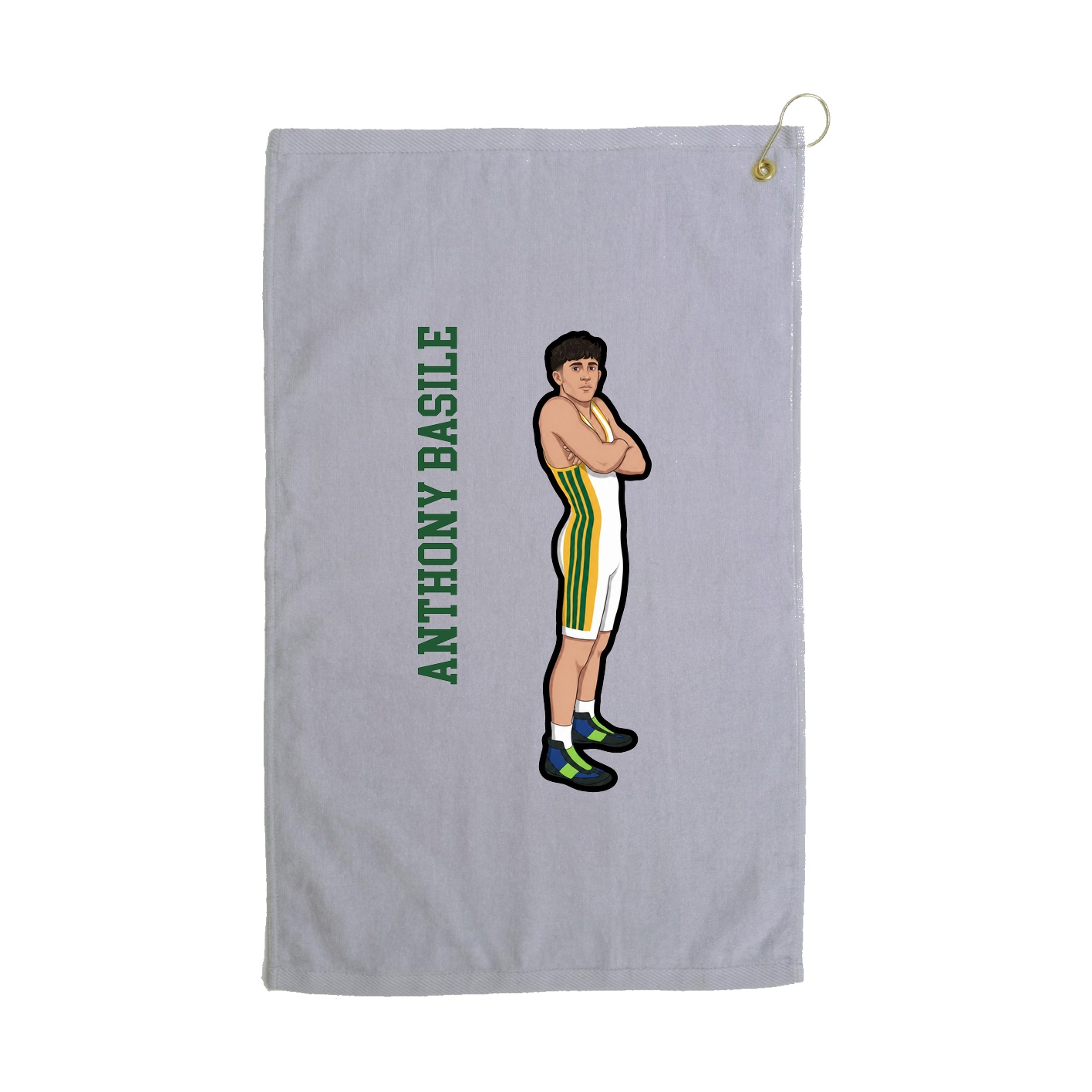 Golf Towel — Name Vertical in Grey