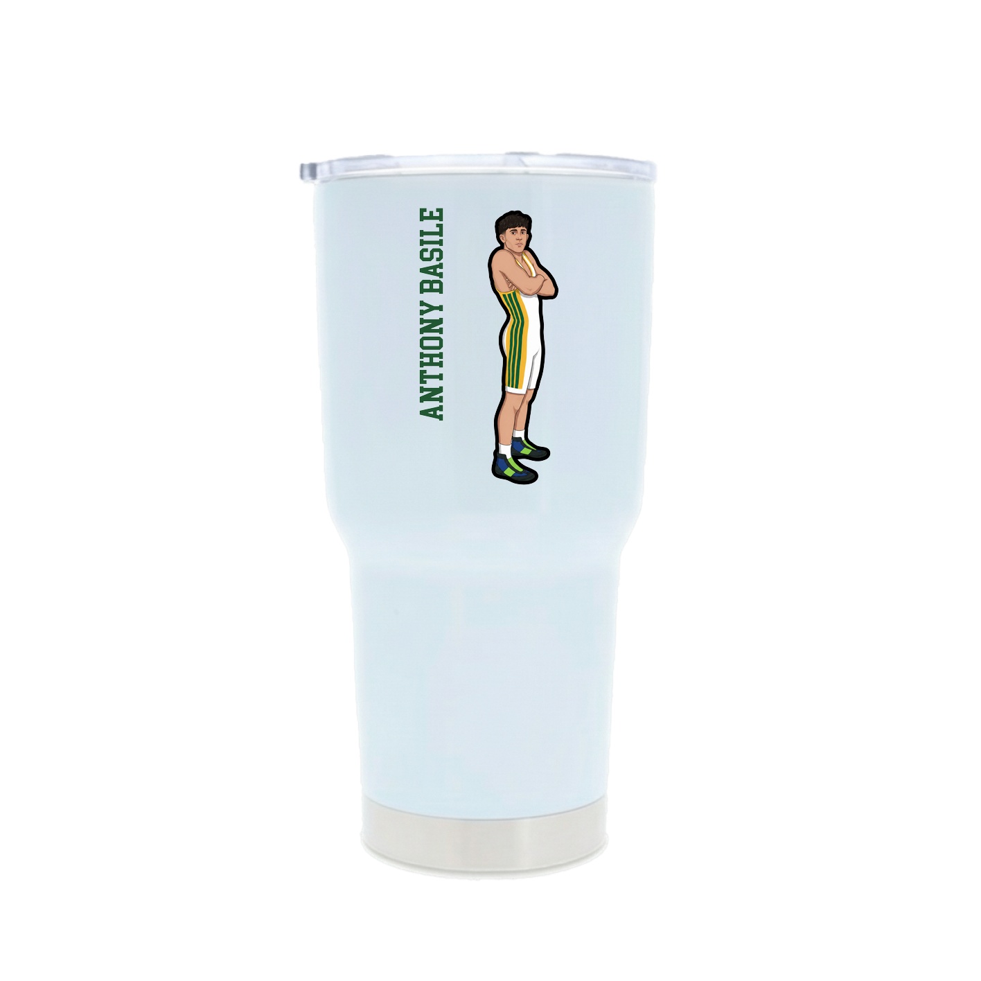 30oz Stainless Steel Tumbler — Name Vertical in White