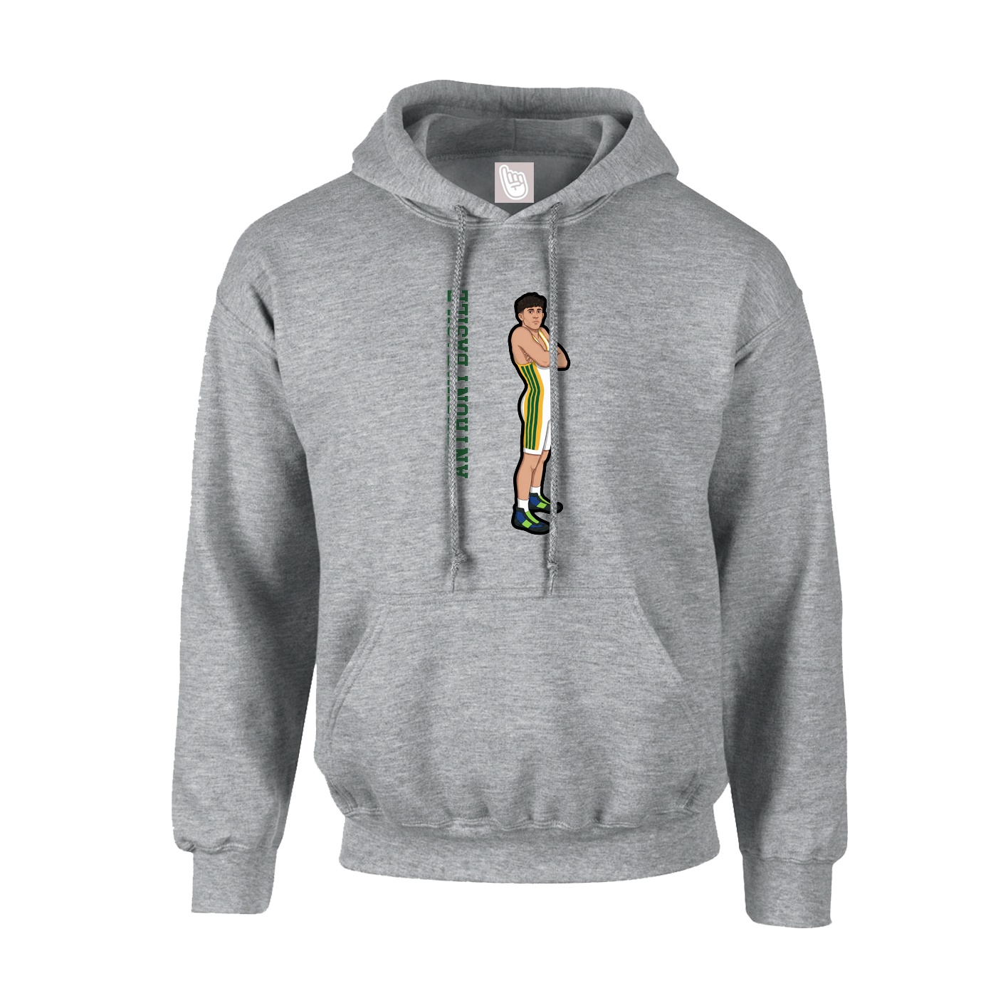 Youth Hoodie — Name Vertical in Grey