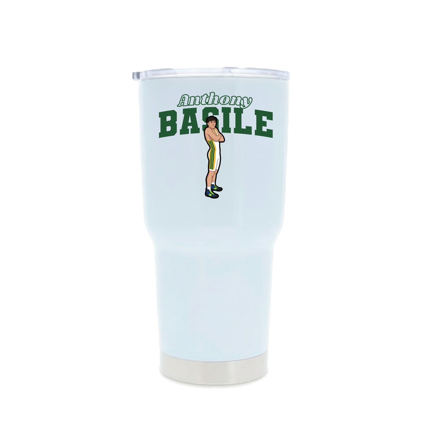 30oz Stainless Steel Tumbler — Name Arch in White