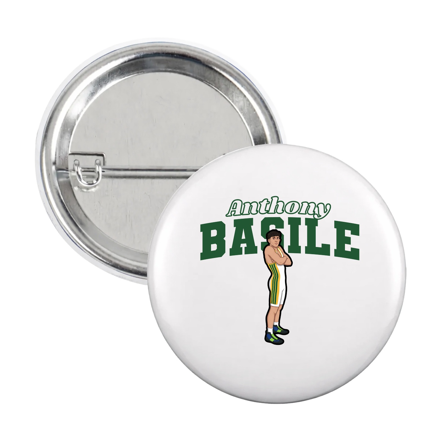 Game Day Button — Name Arch in White