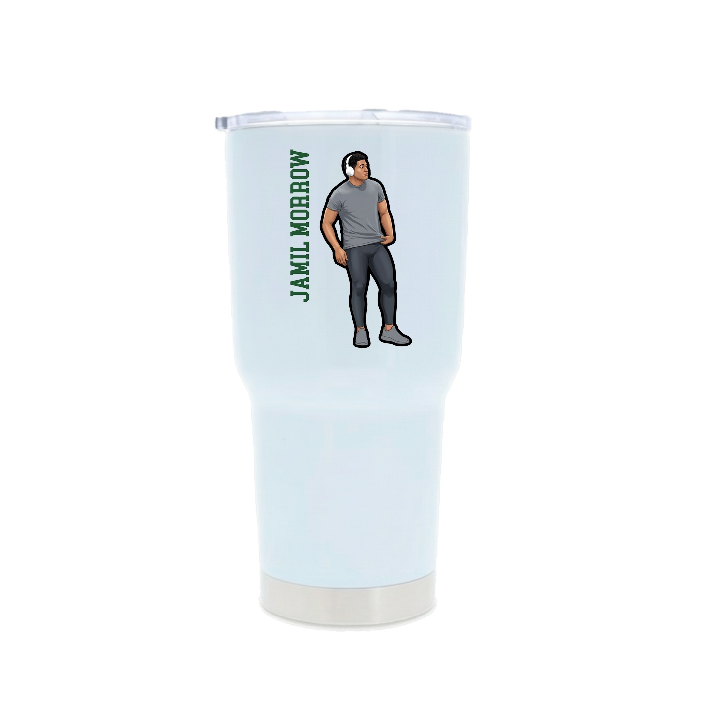 30oz Stainless Steel Tumbler — Name Vertical in White