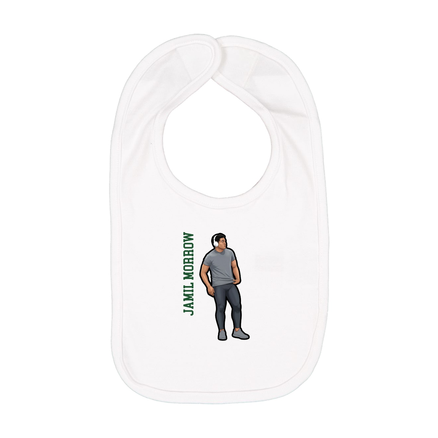 Infant Bib — Name Vertical in White