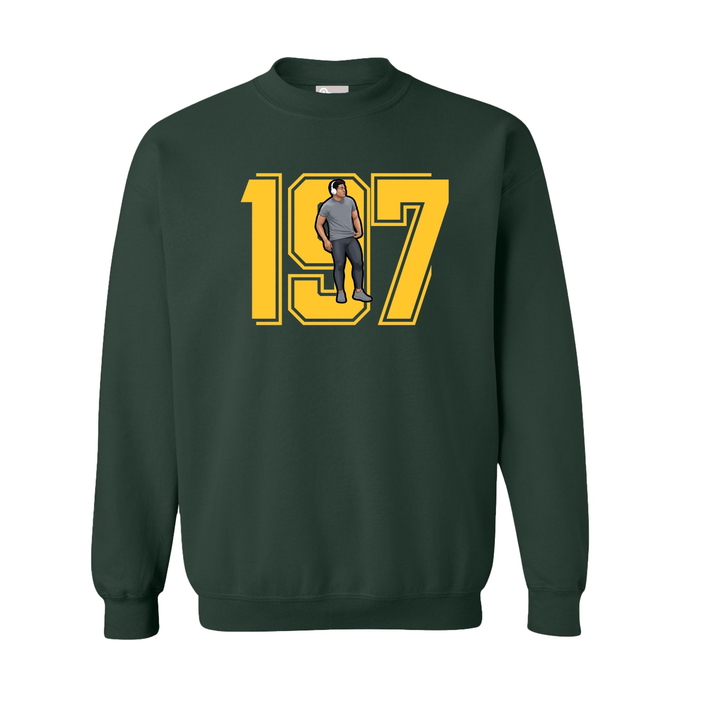 Fleece Crew — Number in Green
