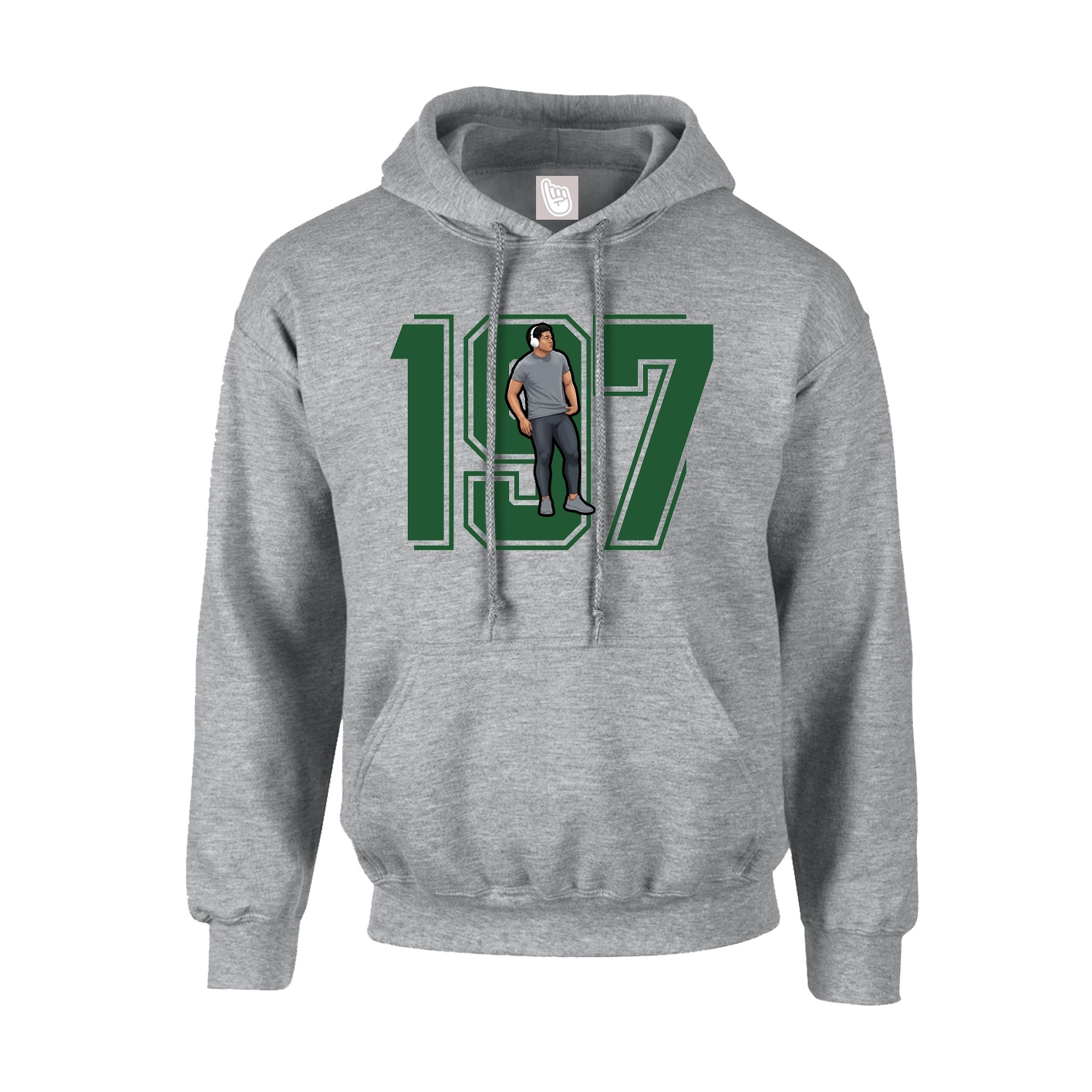 Youth Hoodie — Number in Grey