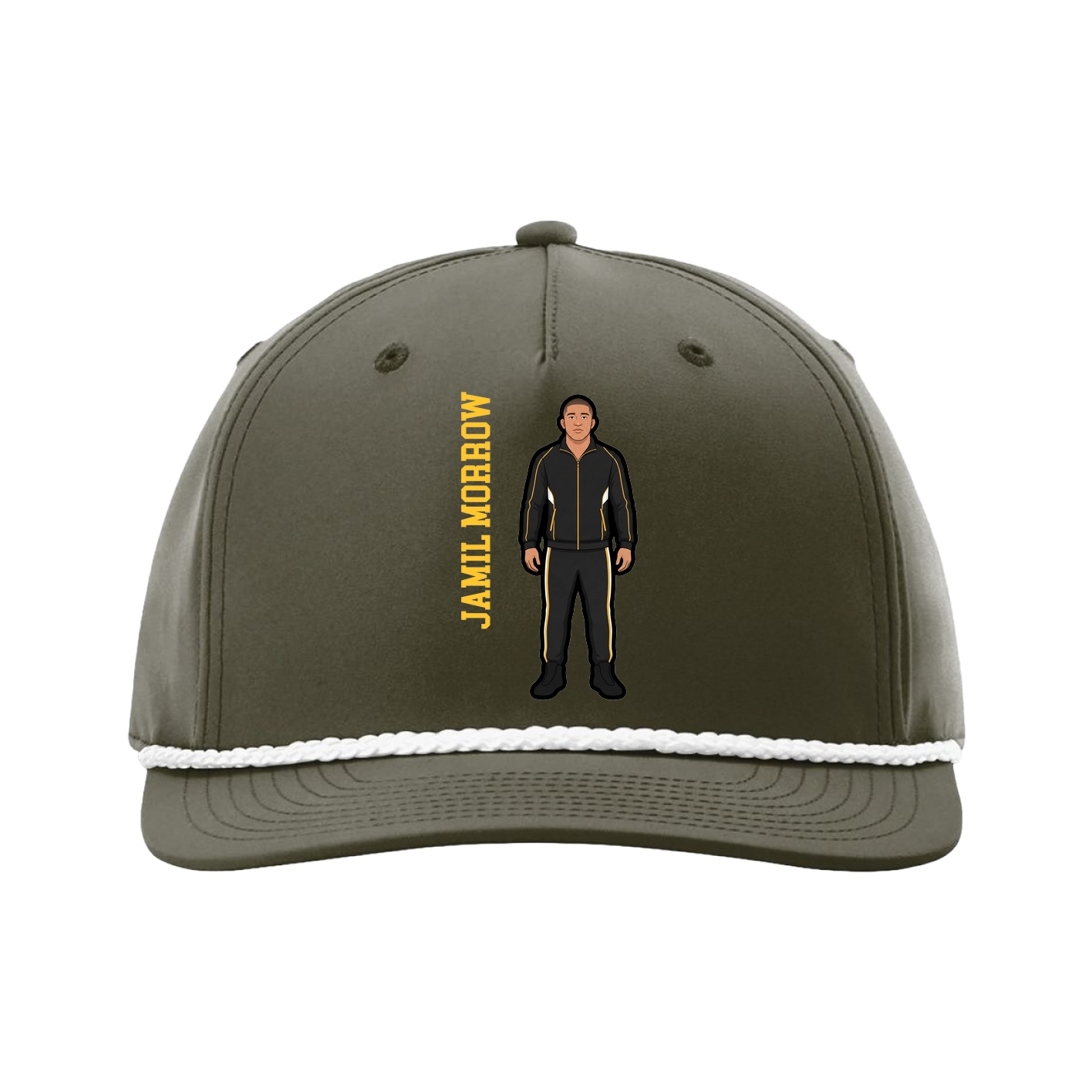 Five-Panel Classic Rope Cap — Name Vertical in Green