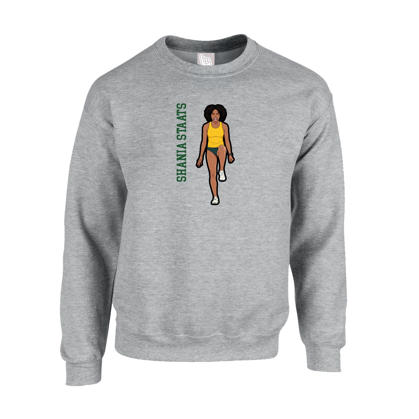 Fleece Crew — Name Vertical in Grey