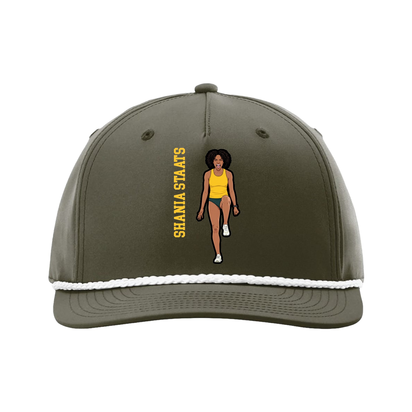 Five-Panel Classic Rope Cap — Name Vertical in Green