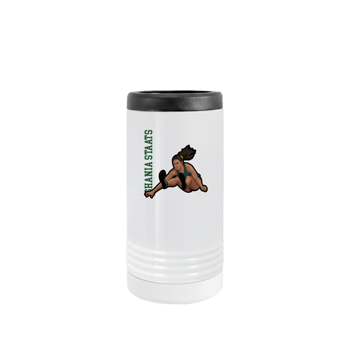 Slim Beverage Holder — Name Vertical in White